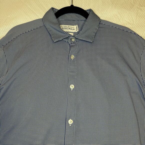 MIZZEN + MAIN Spinnaker Button Long Sleeve Shirt Standard Fit Blue Check Men XL - Picture 3 of 10